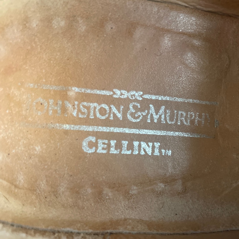 Johnston & Murphy Leather Men Size 8.5 Cellini Woven Oxford Brown Shoes - Picture 6 of 8